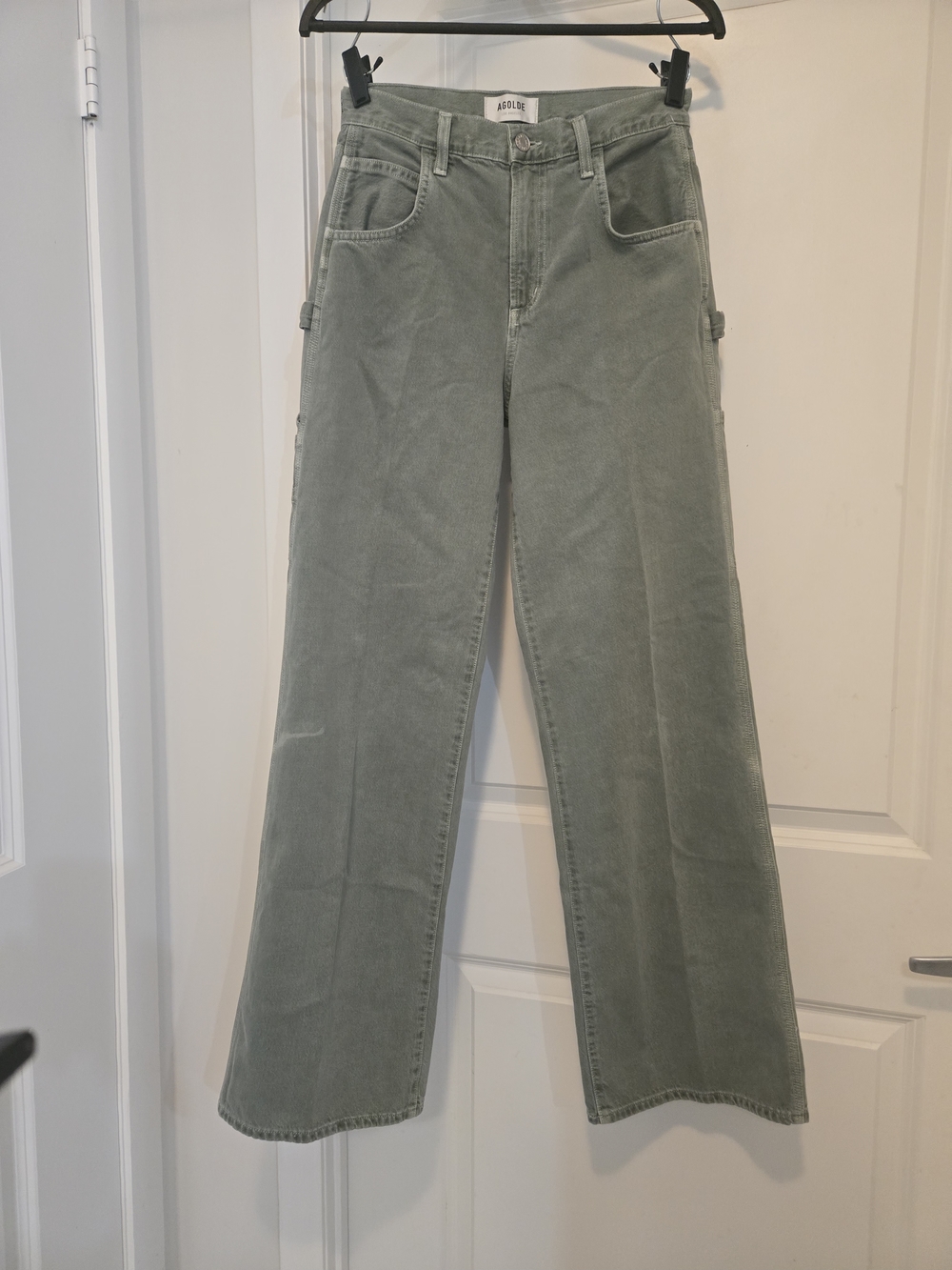 AGOLDE Magda Carpenter Jeans Grey In Olive Shade With Classic Wide-leg US23 /T